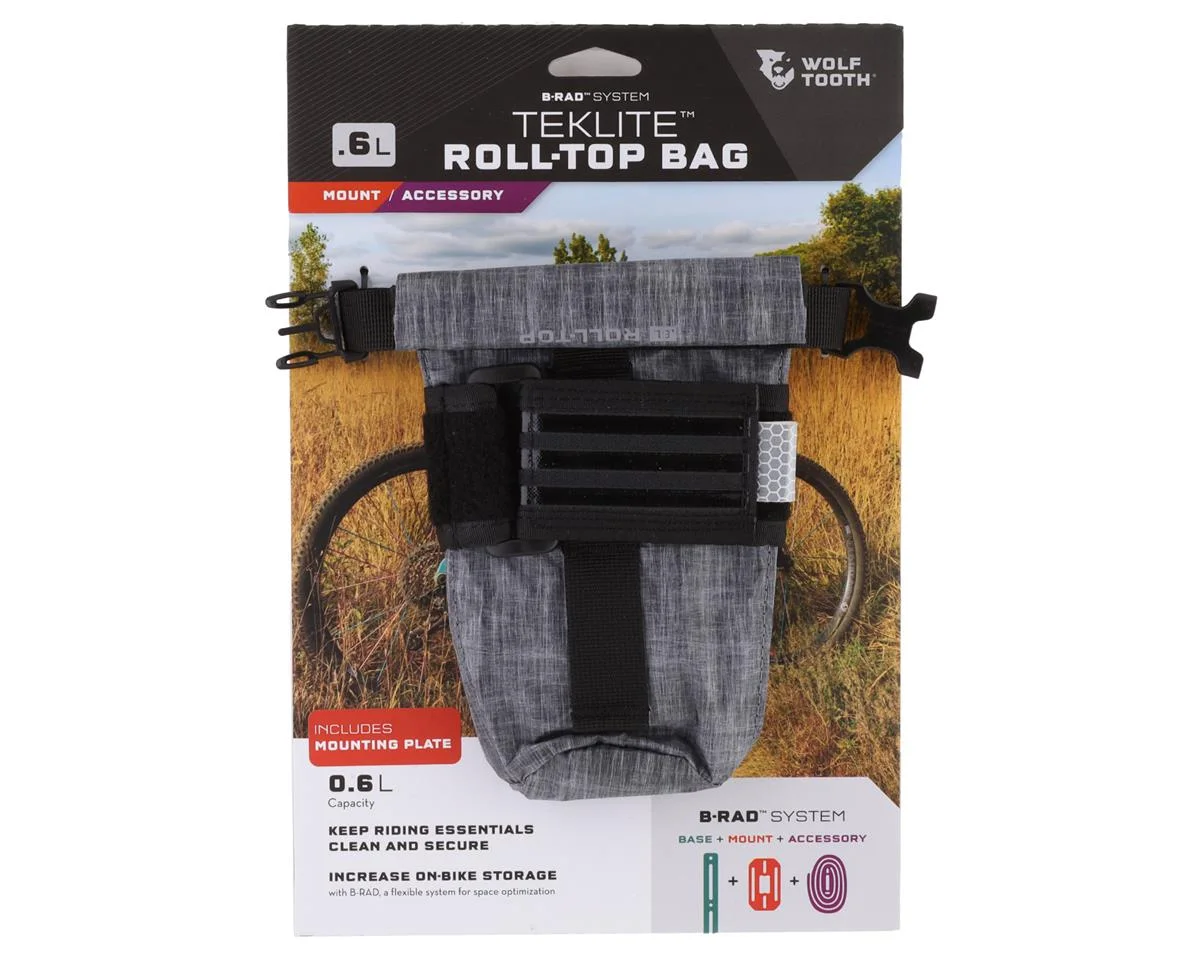 Wolf Tooth Components B-RAD TekLite Roll-Top Bag (Grey) (Bag, Strap & Mount Plate) (0.6L) - view 2